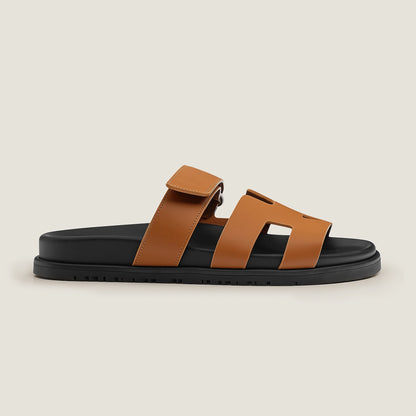 THE "RIVIERA" CUTOUT LEATHER SLIDES