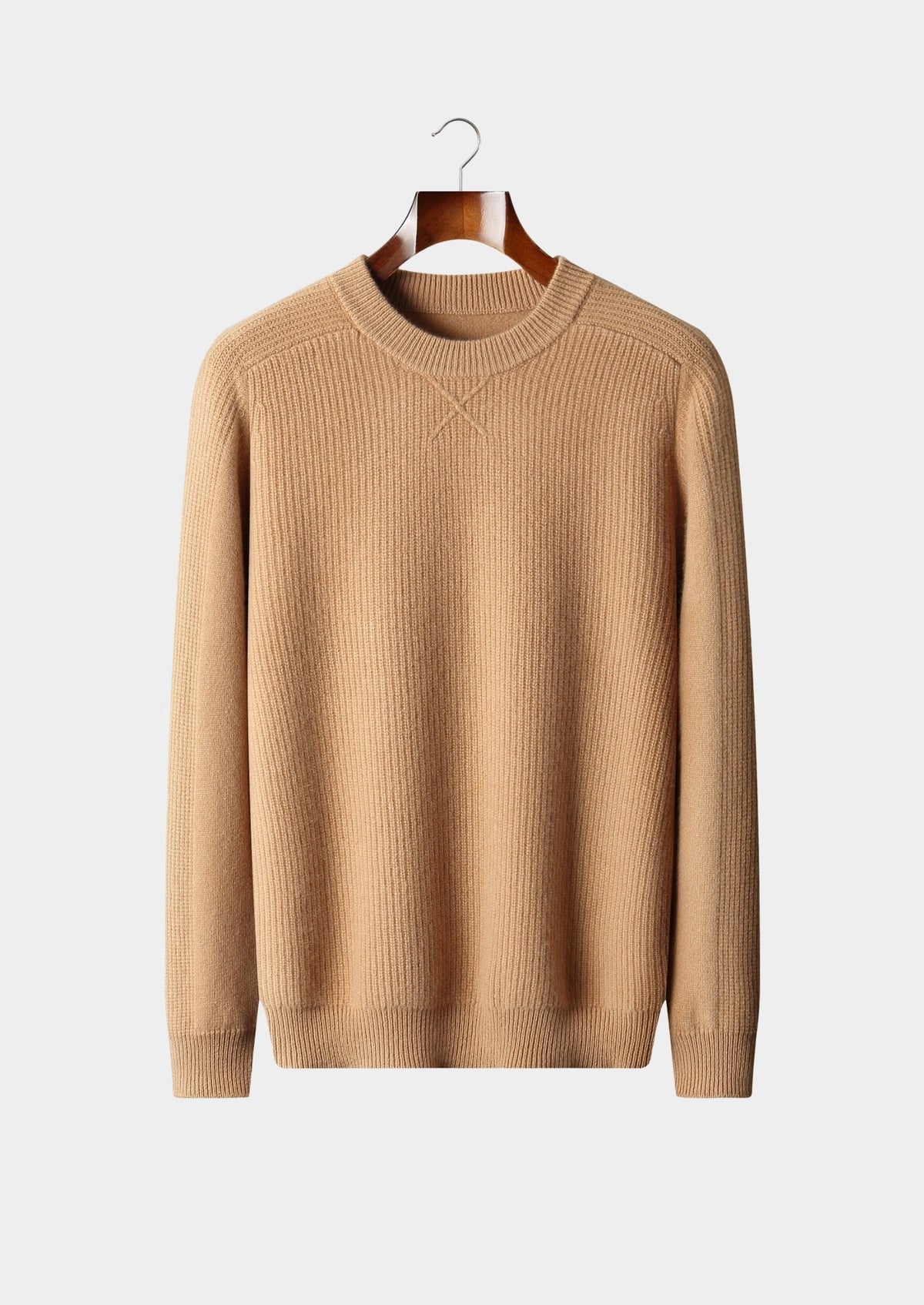 Pure Extra-Fine Merino Wool Ribbed Crewneck Sweater