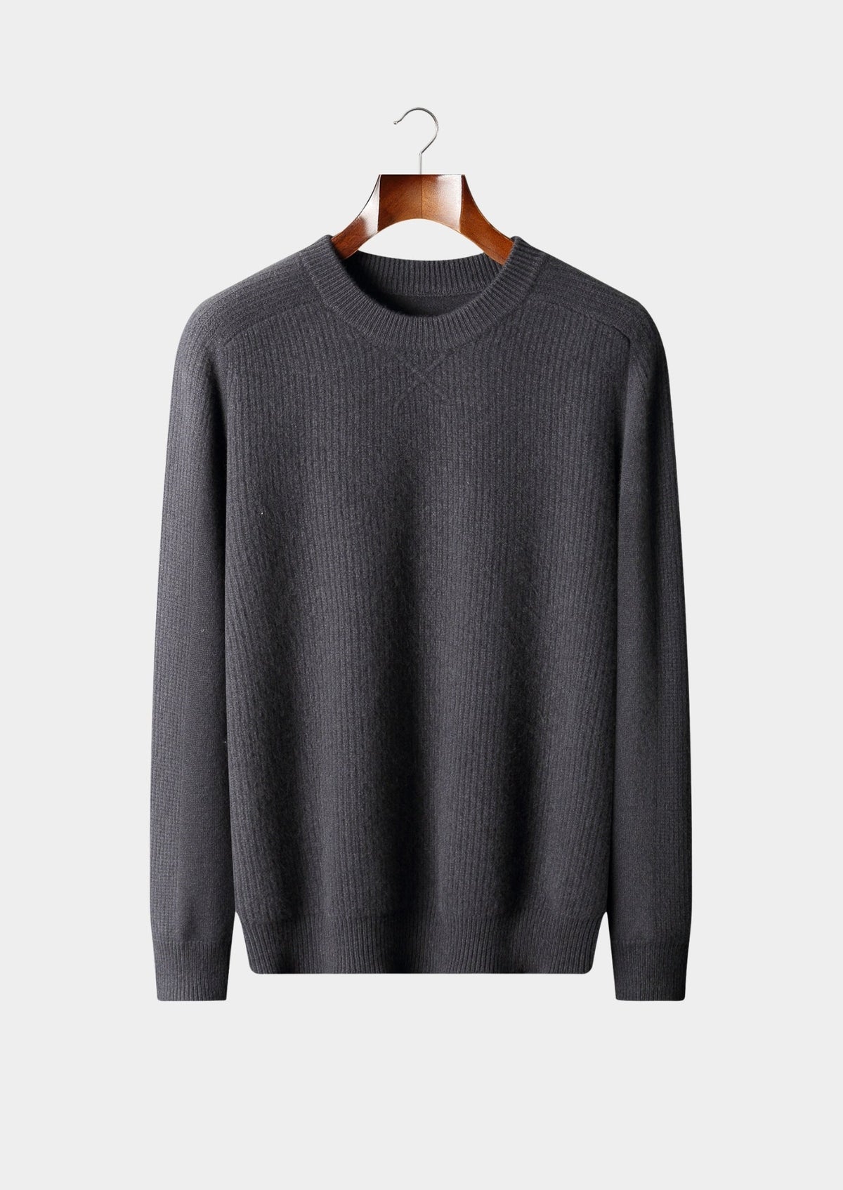 Pure Extra-Fine Merino Wool Ribbed Crewneck Sweater