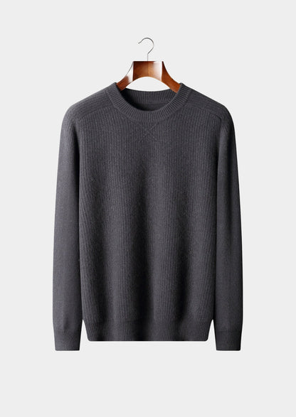 Pure Extra-Fine Merino Wool Ribbed Crewneck Sweater