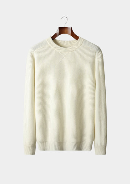 Pure Extra-Fine Merino Wool Ribbed Crewneck Sweater