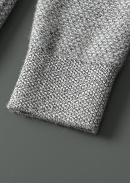 Pure Extra-Fine Merino Wool Light Gray Jaquard Set