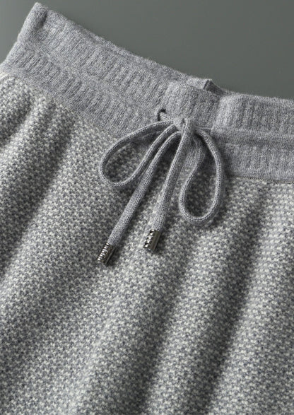 Pure Extra-Fine Merino Wool Light Gray Jaquard Set