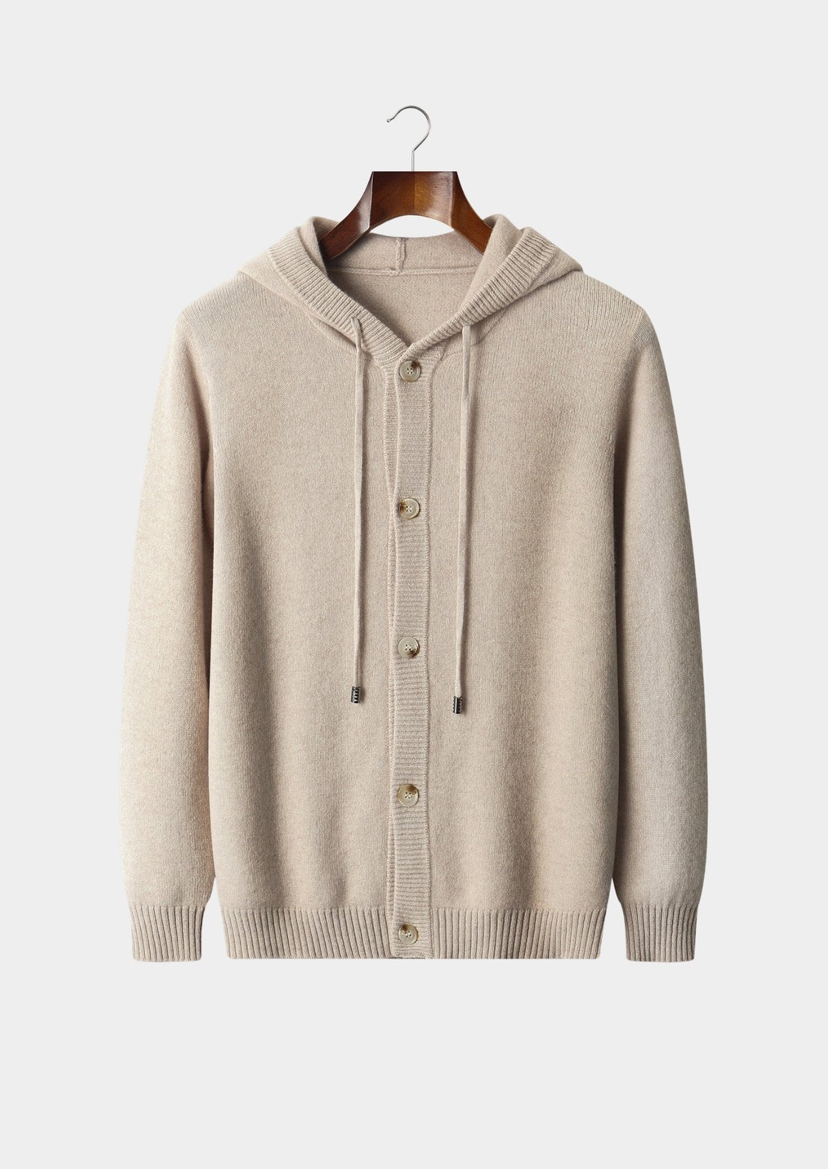 Pure Extra-Fine Merino Wool Button Hoodie