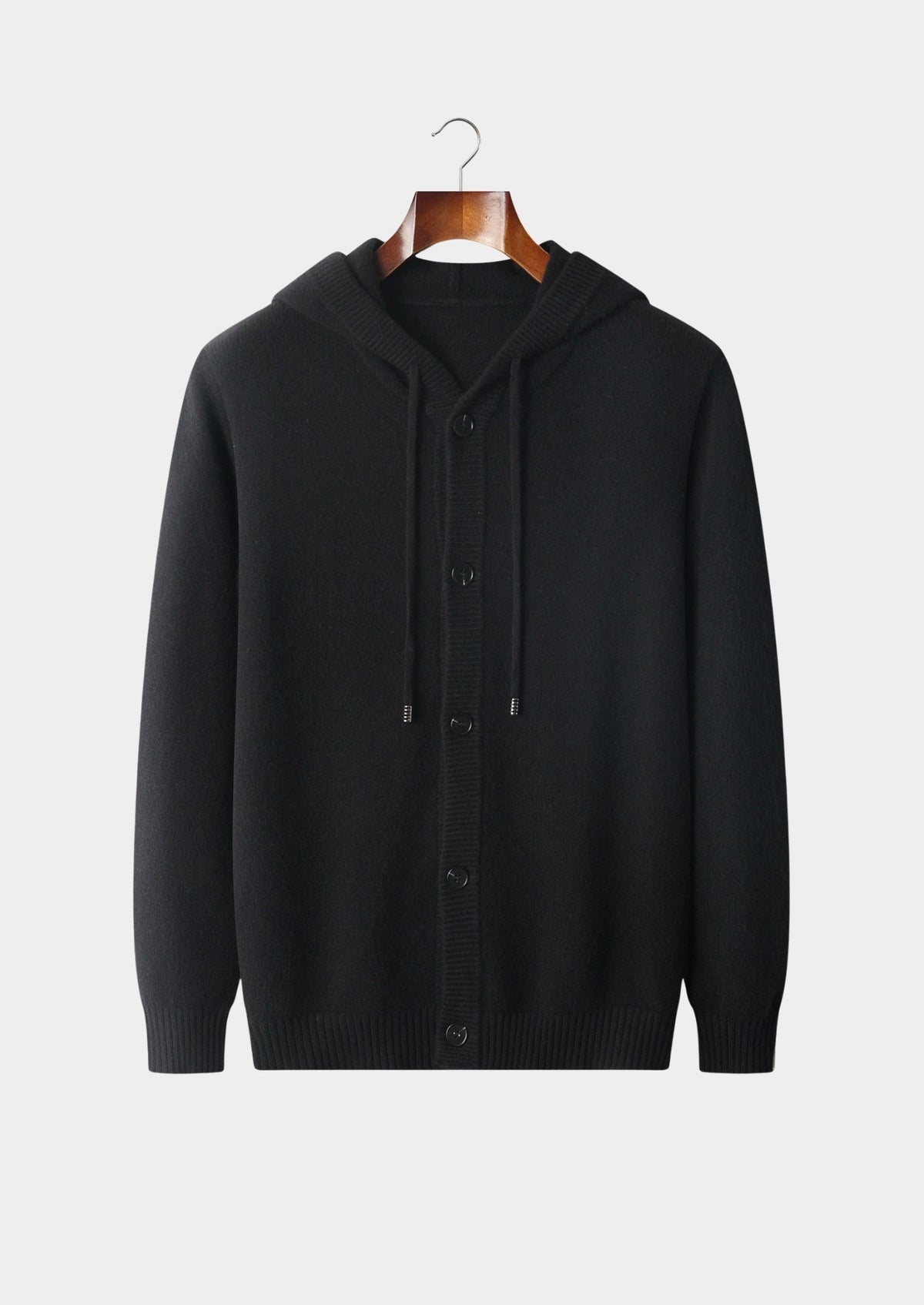 Pure Extra-Fine Merino Wool Button Hoodie