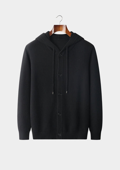 Pure Extra-Fine Merino Wool Button Hoodie
