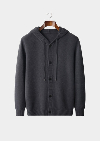 Pure Extra-Fine Merino Wool Button Hoodie