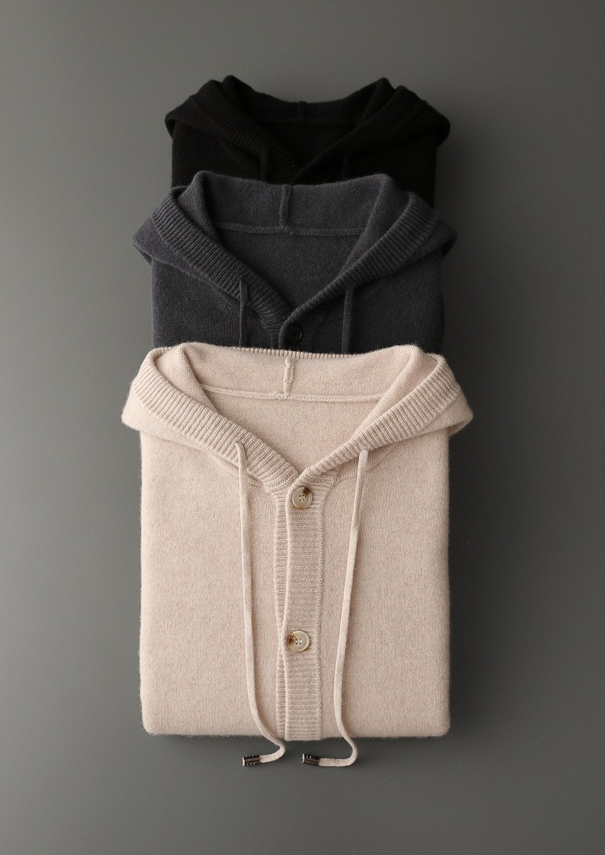 Pure Extra-Fine Merino Wool Button Hoodie