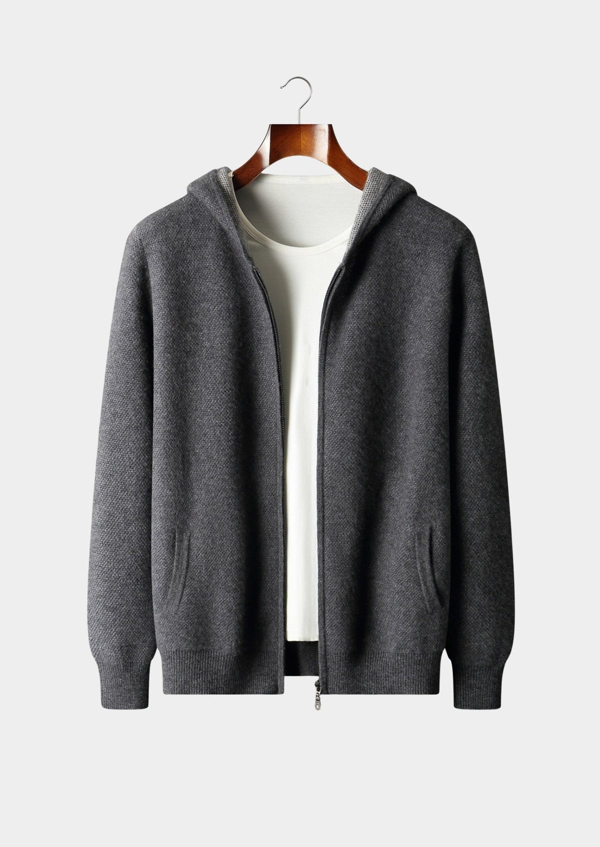 Pure Extra-Fine Merino Wool Jacquard Zip Hoodie
