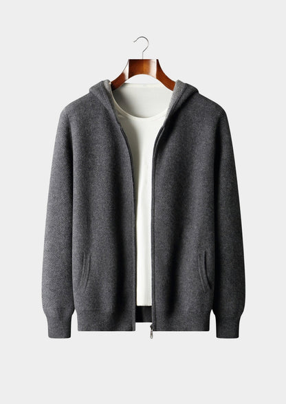 Pure Extra-Fine Merino Wool Jacquard Zip Hoodie
