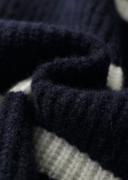 Pure Extra-Fine Merino Wool Striped Half-Zip Sweater
