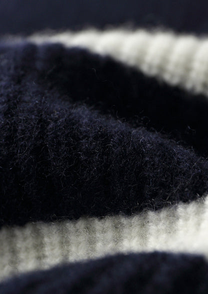 Pure Extra-Fine Merino Wool Striped Half-Zip Sweater