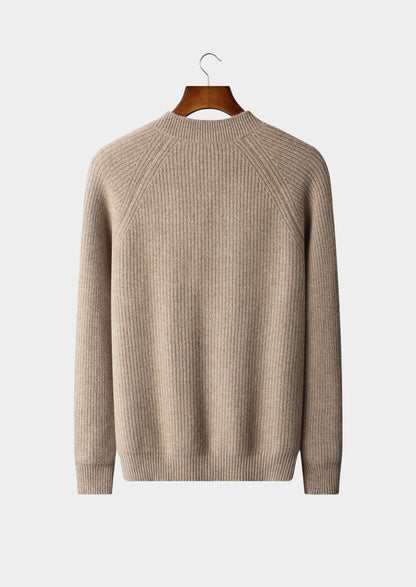 Pure Extra-Fine Merino Wool Ribbed Classic Button Cardigan