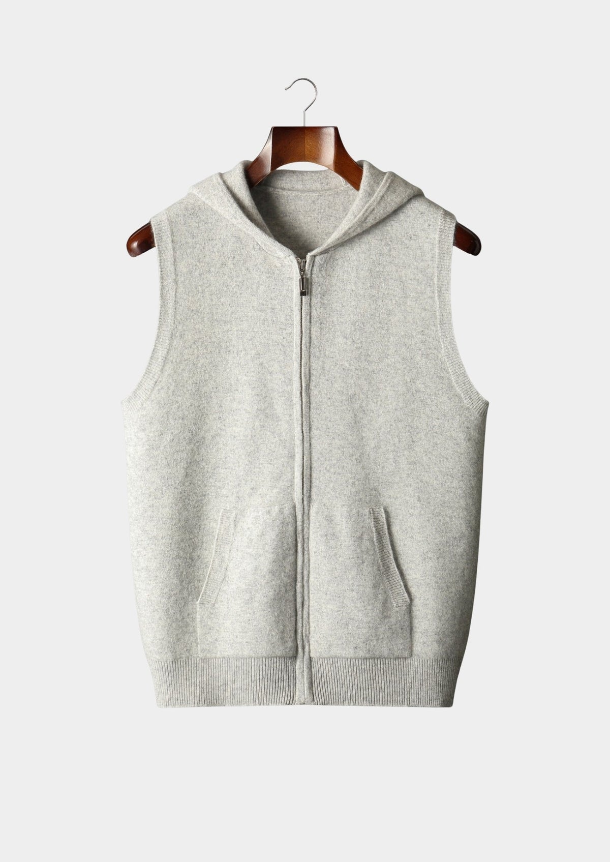 Pure Extra-Fine Merino Wool Hooded Zipper Vest