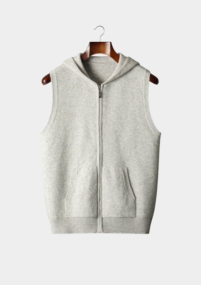 Pure Extra-Fine Merino Wool Hooded Zipper Vest