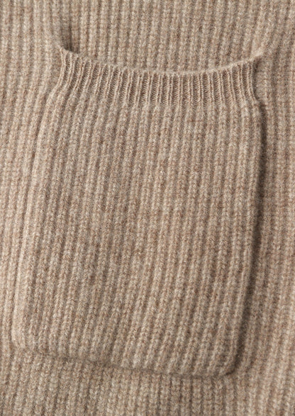 Pure Extra-Fine Merino Wool Ribbed Classic Button Cardigan