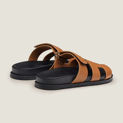 THE "RIVIERA" CUTOUT LEATHER SLIDES