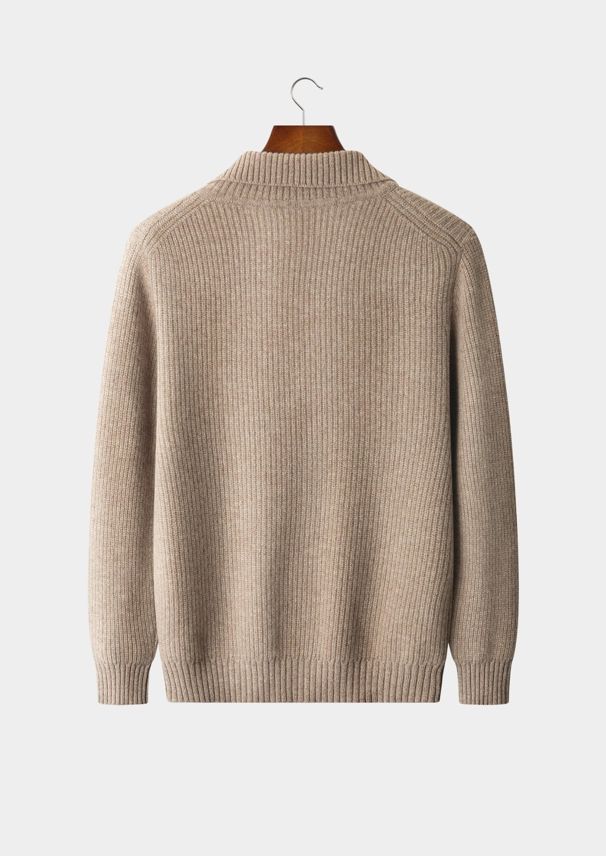 Pure Extra-Fine Merino Wool Ribbed Funnel Neck