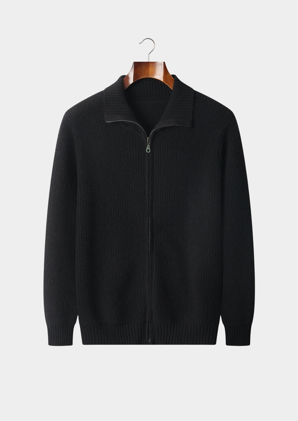 Pure Extra-Fine Merino Wool Ribbed Funnel Neck