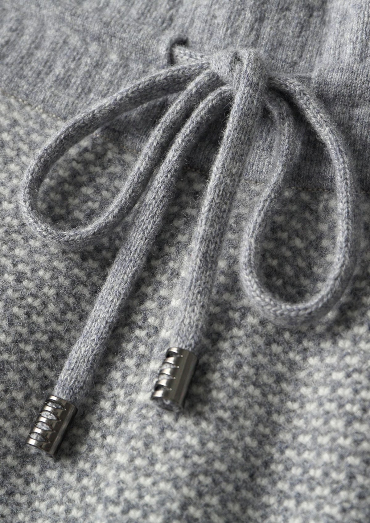 Pure Extra-Fine Merino Wool Light Gray Jaquard Set