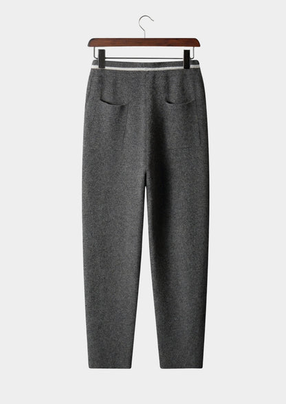 Pure Extra-Fine Merino Wool Contrast Leisure Trousers