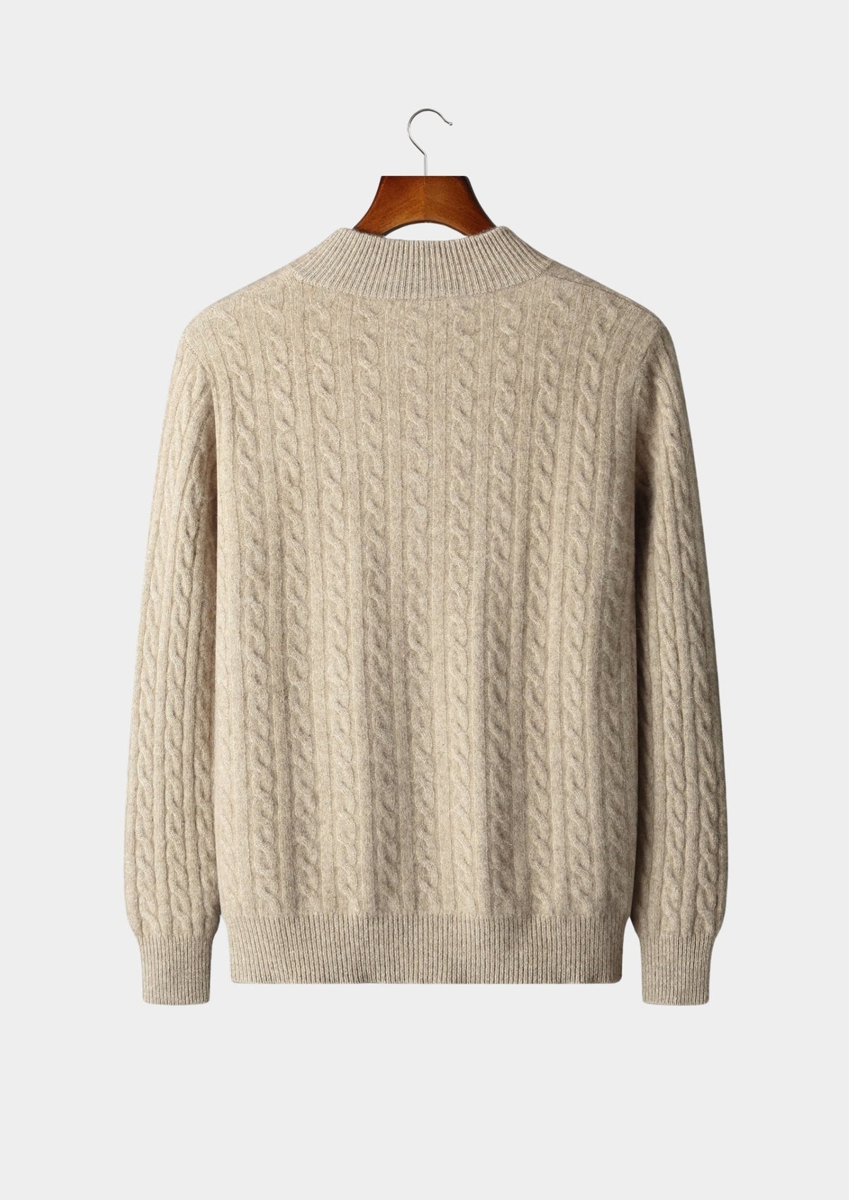 Pure Extra-Fine Merino Wool Cable Knit Zip Cardigan
