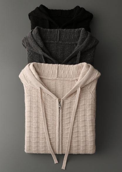 Pure Extra-Fine Merino Wool Textured Hoodie