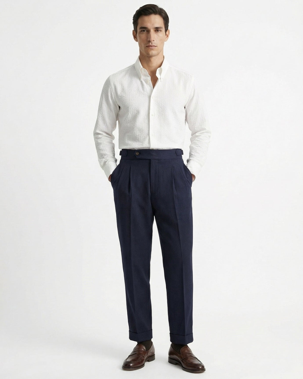 Business Trousers Cotton & Linen Blend