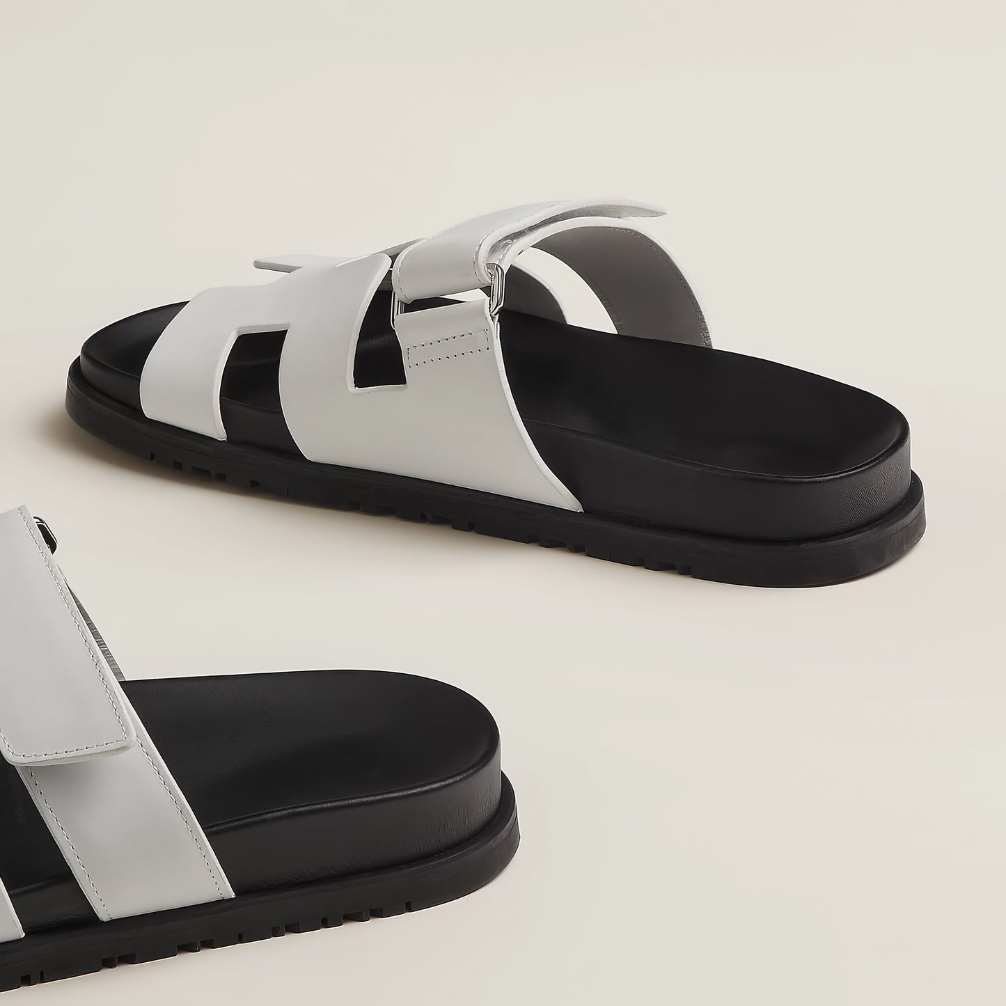 THE "RIVIERA" CUTOUT LEATHER SLIDES