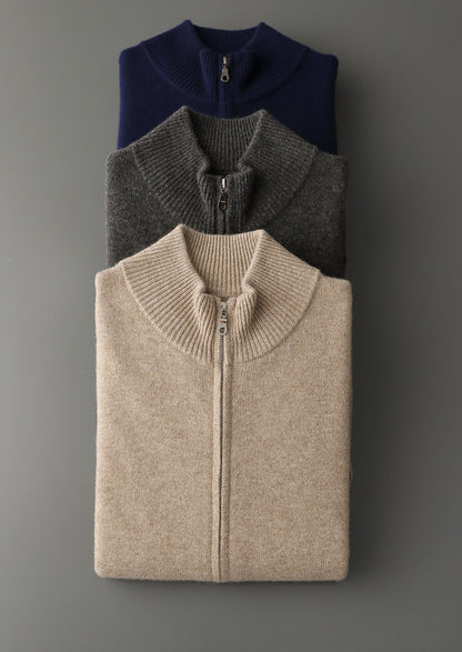 Pure Extra-Fine Merino Wool Essential Dual Zip Cardigan