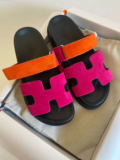THE "RIVIERA" CUTOUT LEATHER SLIDES