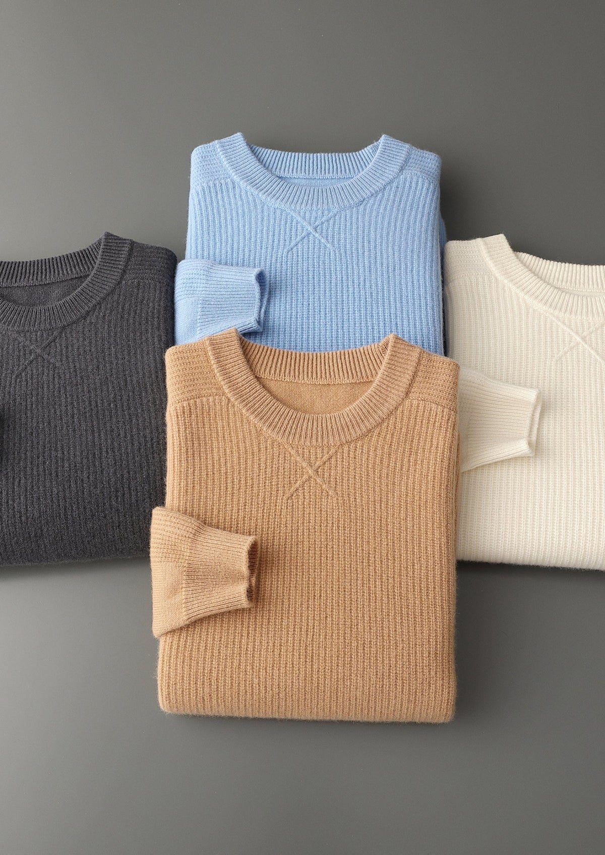 Pure Extra-Fine Merino Wool Ribbed Crewneck Sweater