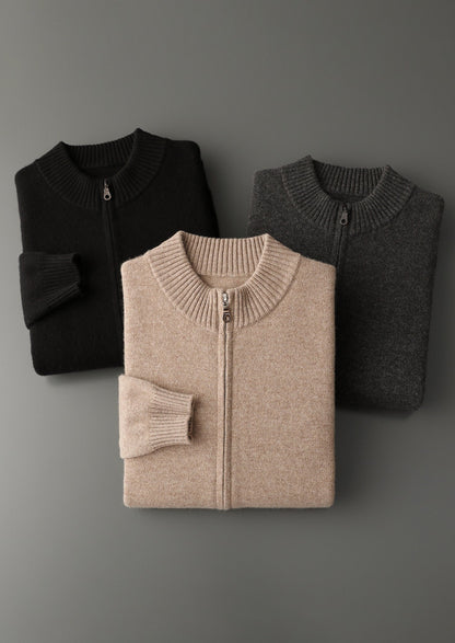 Pure Extra-Fine Merino Wool Dual Zip Cardigan