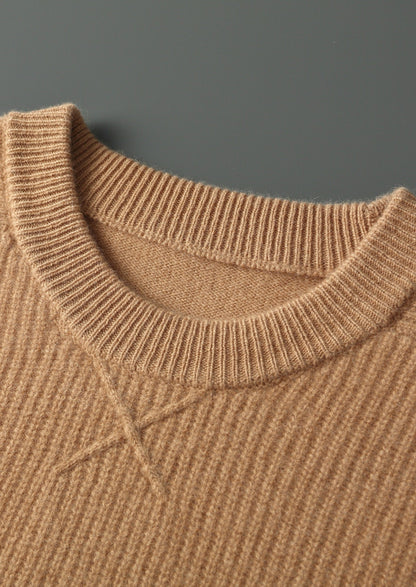 Pure Extra-Fine Merino Wool Ribbed Crewneck Sweater