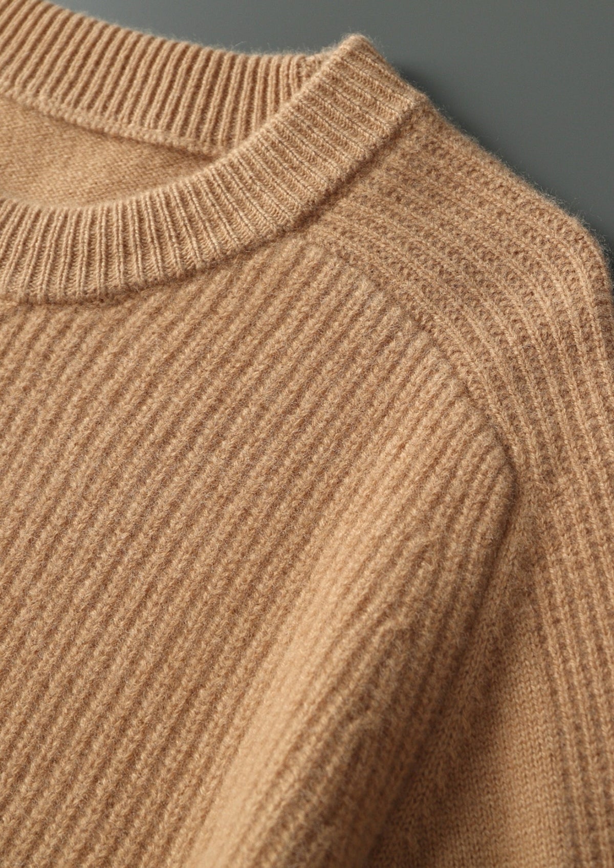 Pure Extra-Fine Merino Wool Ribbed Crewneck Sweater