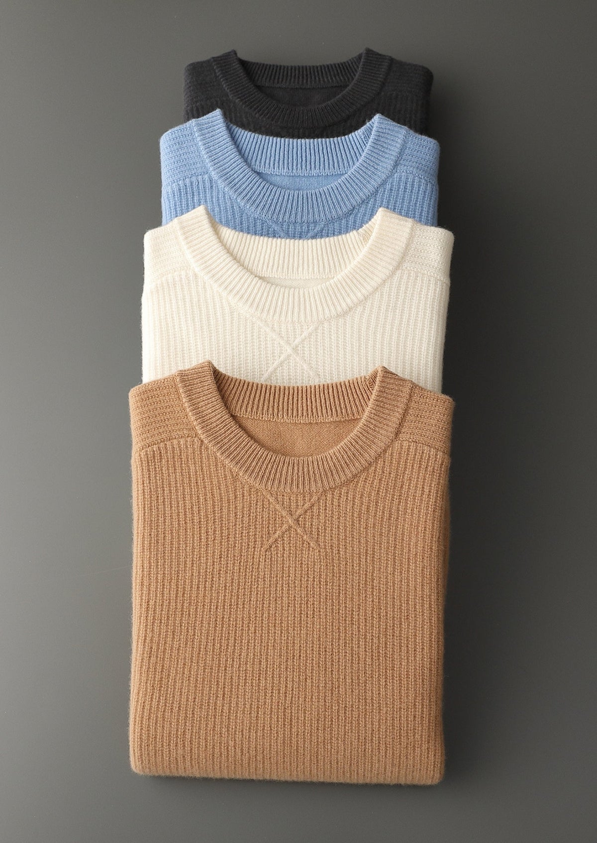 Pure Extra-Fine Merino Wool Ribbed Crewneck Sweater