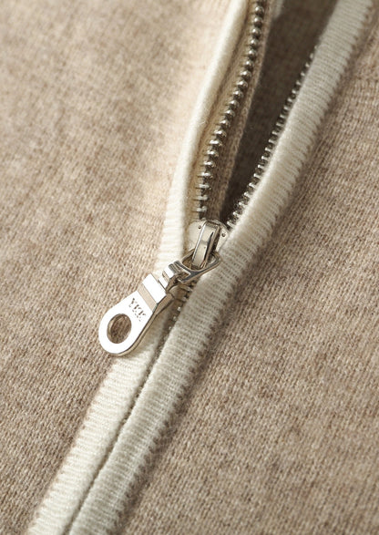 Pure Extra-Fine Merino Wool Contrast Zip Cardigan