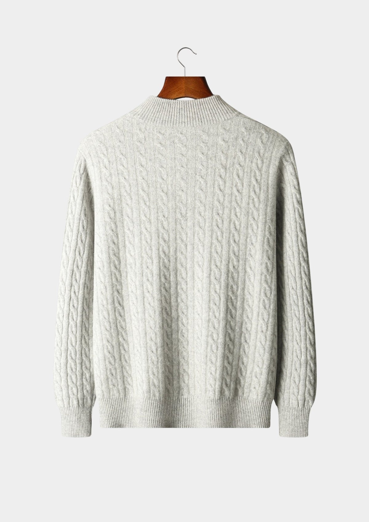 Pure Extra-Fine Merino Wool Cable Knit Zip Cardigan