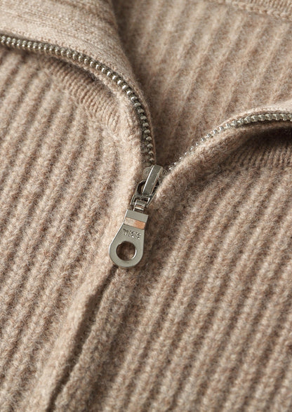 Pure Extra-Fine Merino Wool Ribbed Funnel Neck
