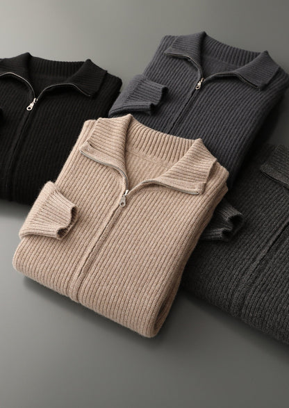 Pure Extra-Fine Merino Wool Ribbed Funnel Neck