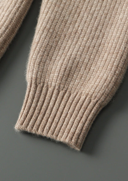 Pure Extra-Fine Merino Wool Ribbed Funnel Neck