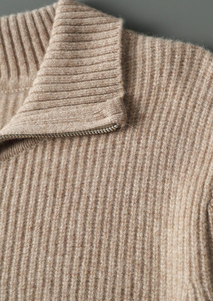 Pure Extra-Fine Merino Wool Ribbed Funnel Neck