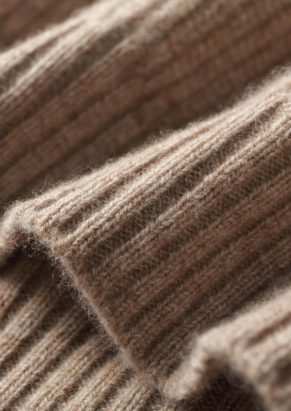 Pure Extra-Fine Merino Wool Ribbed Funnel Neck
