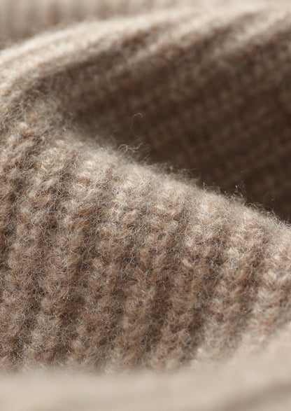 Pure Extra-Fine Merino Wool Ribbed Funnel Neck