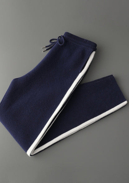 Pure Extra-Fine Merino Wool Striped Leisure Trousers