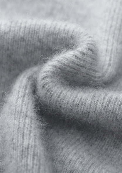 Pure Extra-Fine Merino Wool Two-Tone Funnel Neck Cardigan