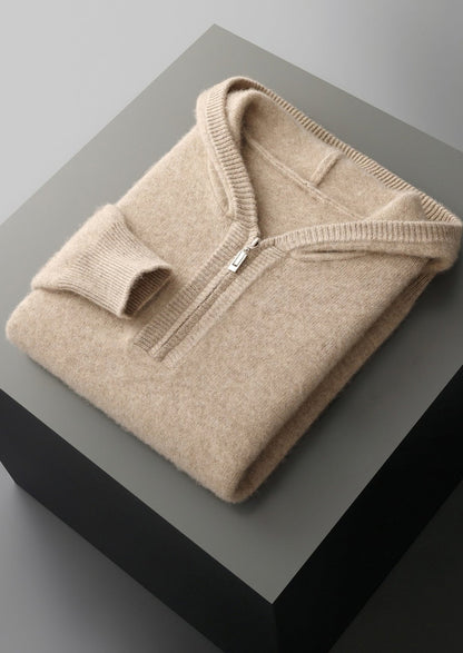 Pure Extra-Fine Merino Wool Quarter-Zip Hoodie
