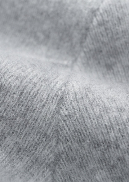 Pure Extra-Fine Merino Wool Two-Tone Funnel Neck Cardigan