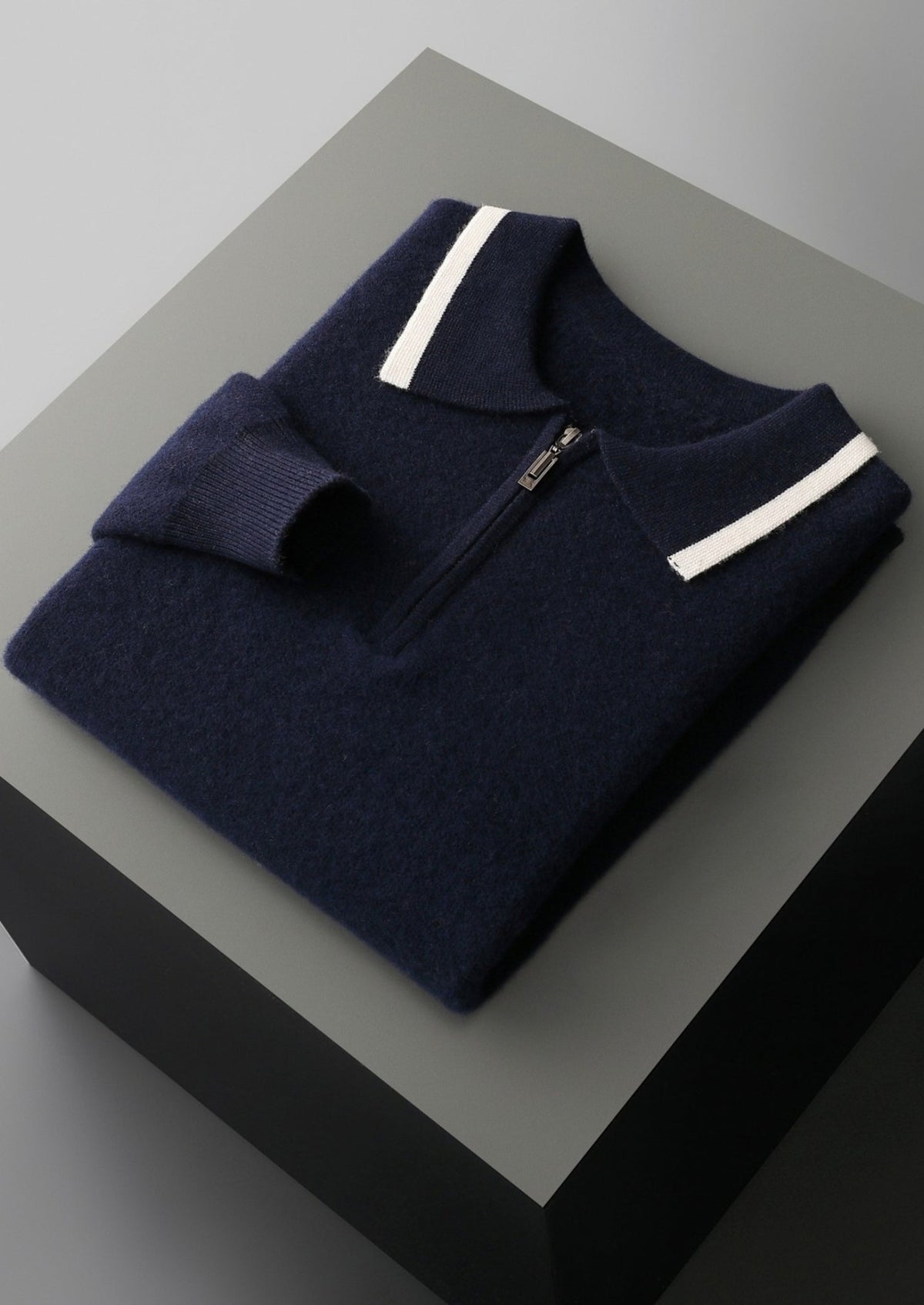 Pure Extra-Fine Merino Wool Contrast Zip Polo