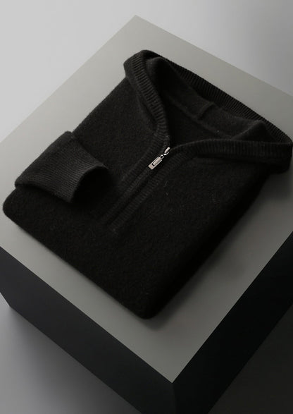 Pure Extra-Fine Merino Wool Quarter-Zip Hoodie